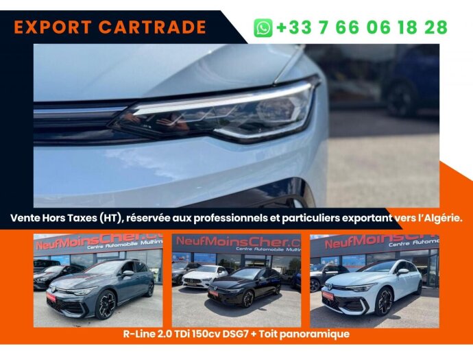 VOLKSWAGEN GOLF R-Line 2.0 TDI 150cv DSG7 Prix affiché HORS TAXES special export DEPUIS LA FRANCE