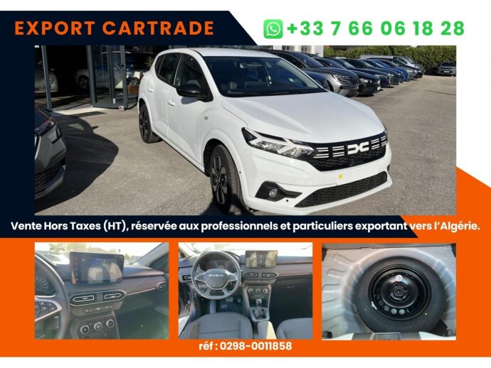 DACIA SANDERO Journey 1.0 TCe 90cv CVT Prix affiché HORS TAXES special export DEPUIS LA FRANCE